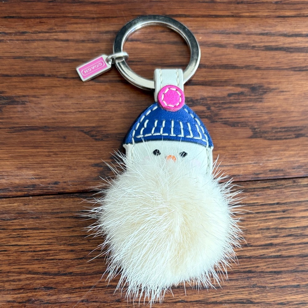 Coach Festive Blue and Cream Santa Keychain